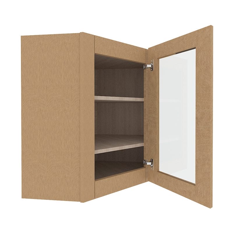 Noble Honey Wheat Shaker Wall Diagonal Corner with 1 Glass Door