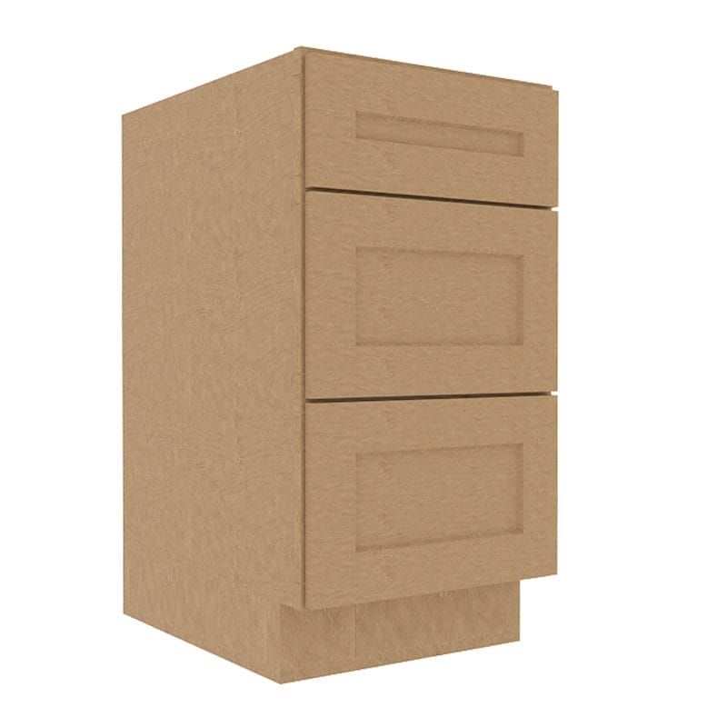 Noble Honey Wheat Shaker Base Cabinet with 3 Drawers