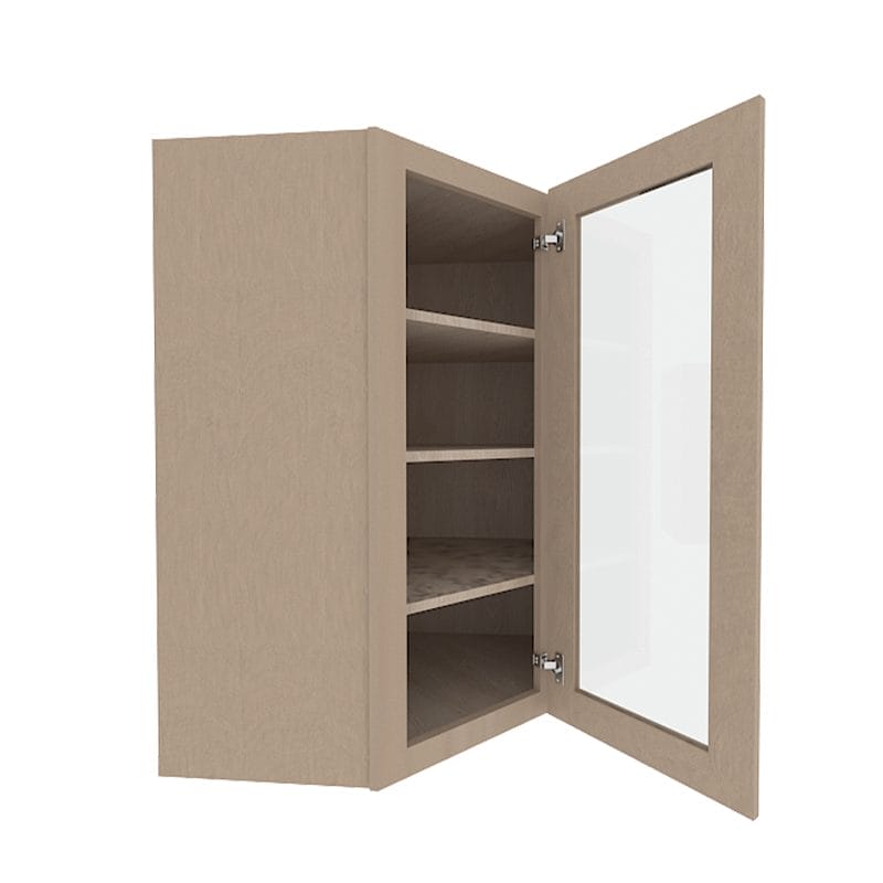Noble Honey Wheat Shaker Wall Diagonal Corner with 1 Glass Door