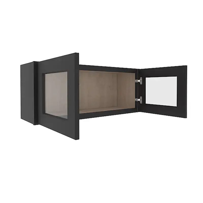 Sovereign Onyx Black Shaker Wall Cabinet with 2 Glass Doors