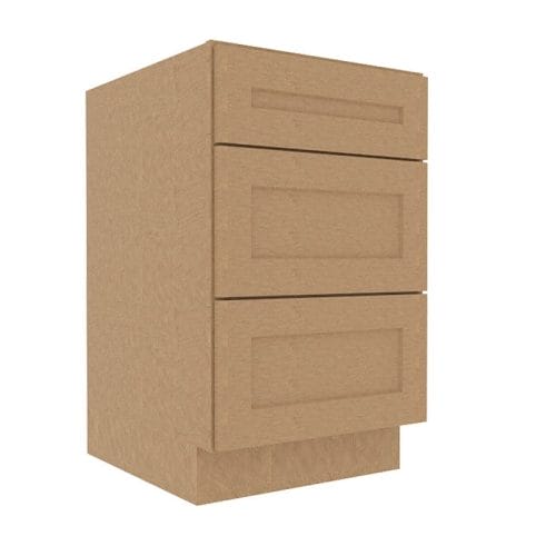 Noble Honey Wheat Shaker Base Cabinet with 3 Drawers