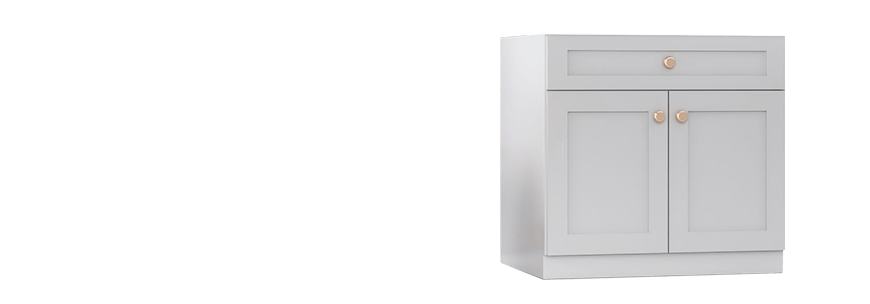 Pre-assembled kitchen cabinet with double doors, ready to install hassle-free