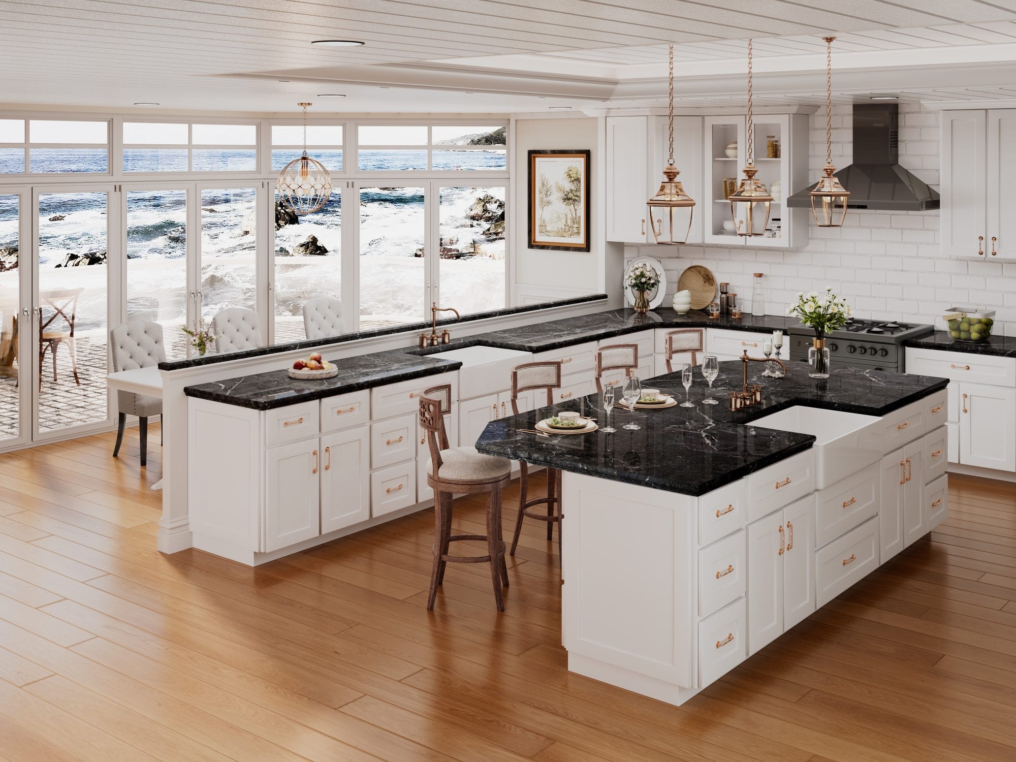 White shaker kitchen inspired by Big Little Lies