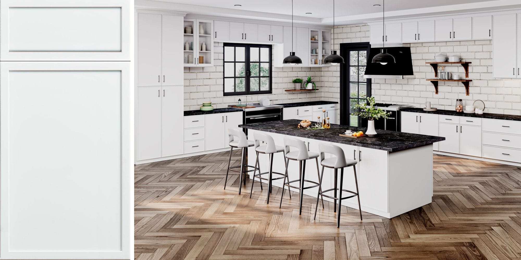 Ethereal Shaker White Micro Kitchen Cabinets