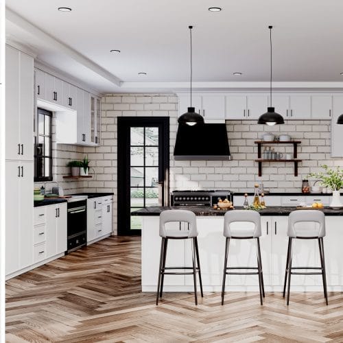 Ethereal Shaker White Micro Kitchen Cabinets