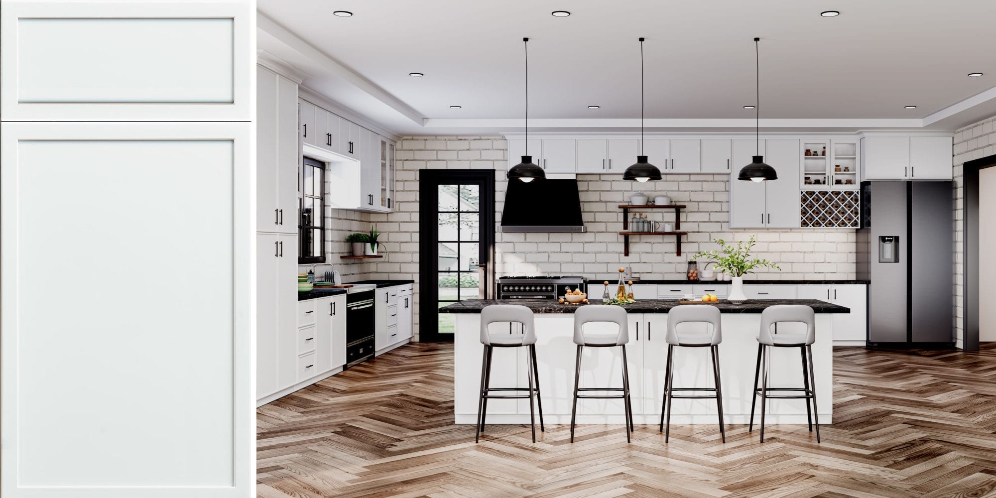Ethereal Shaker White Micro Kitchen Cabinets