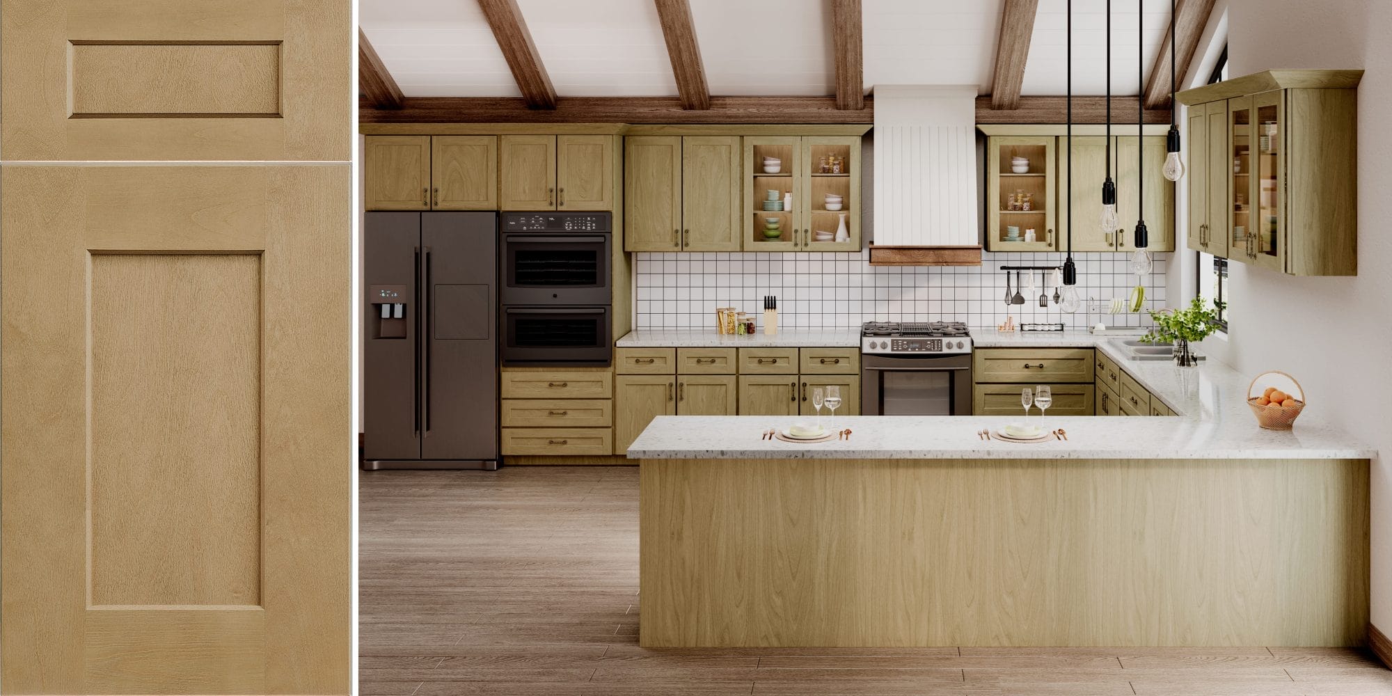 Noble Shaker Honey Wheat Kitchen Cabinets