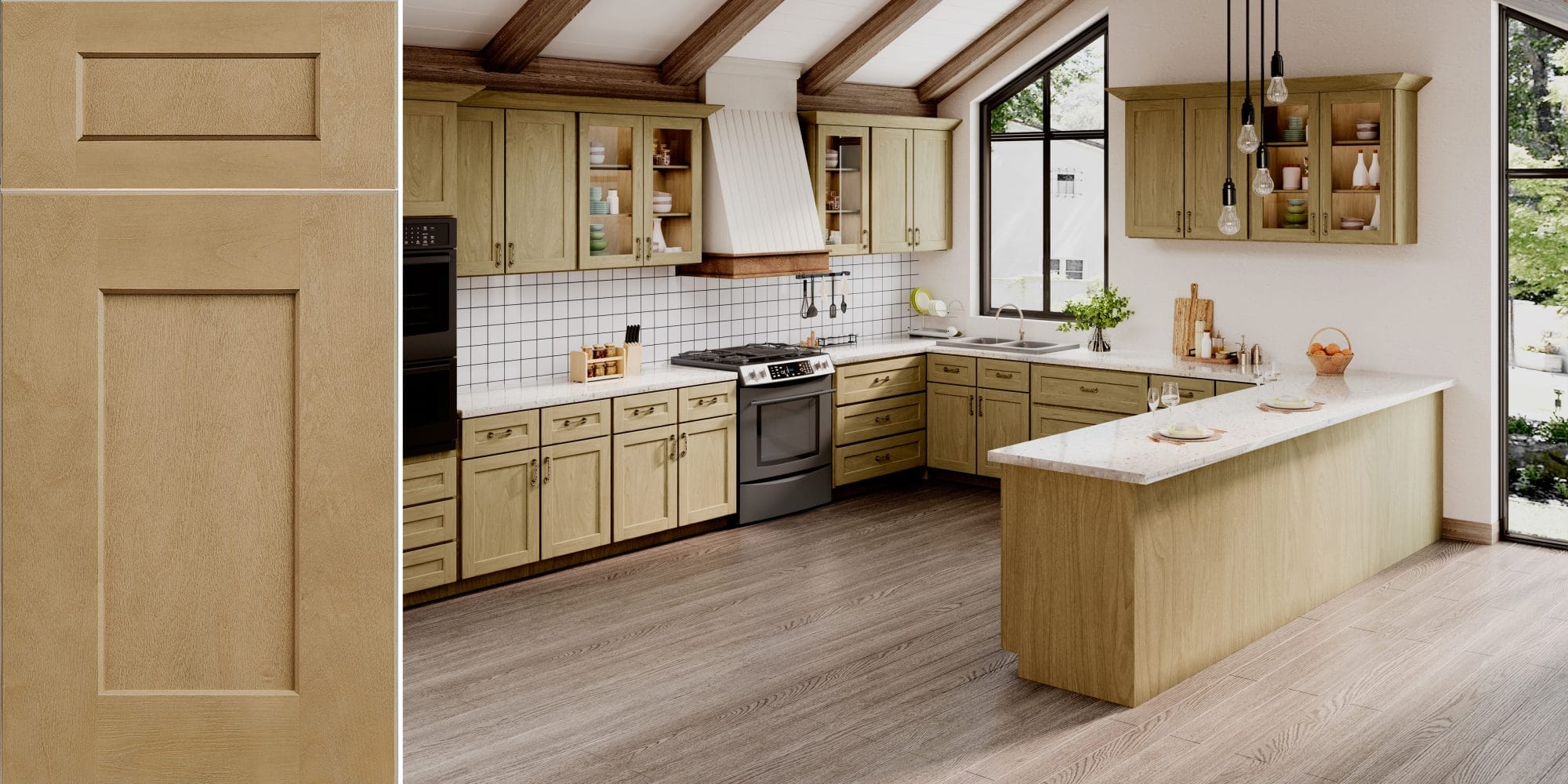 Noble Shaker Honey Wheat Kitchen Cabinets