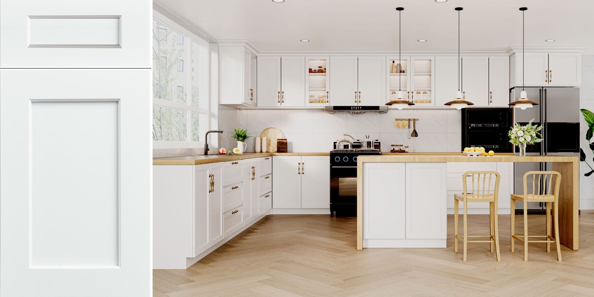 Opulent Shaker White Kitchen Cabinets