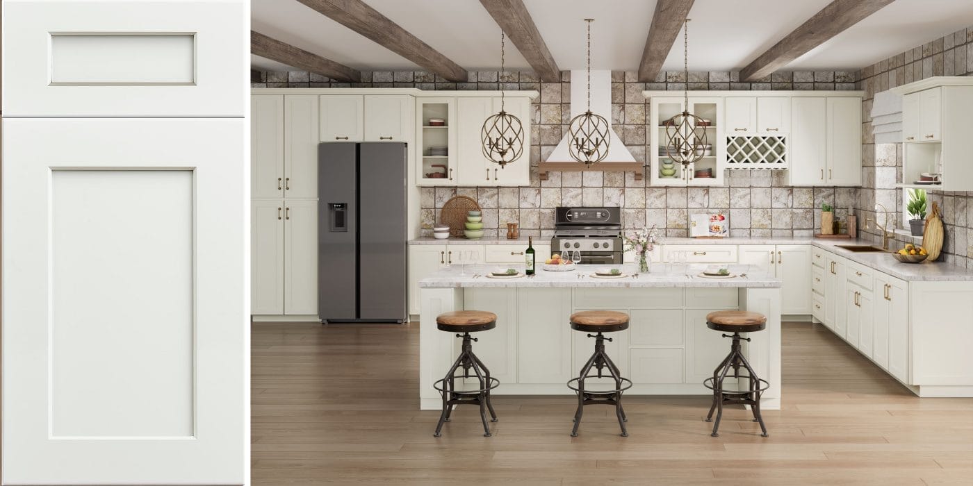 Serene Shaker Dove White Kitchen Cabinets