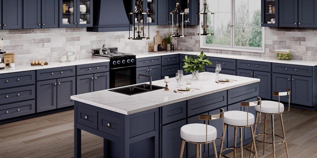 Vibrant blue Kitchen Cabinet Color that add personality and charm to your modern or coastal kitchen