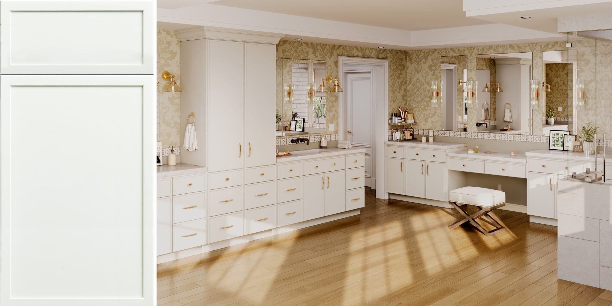 Nacreous Slim Dove White Shaker Bathroom Vanities Pre-Assembled
