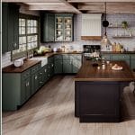 Timeworn Shaker Slim Green Kitchen Cabinets