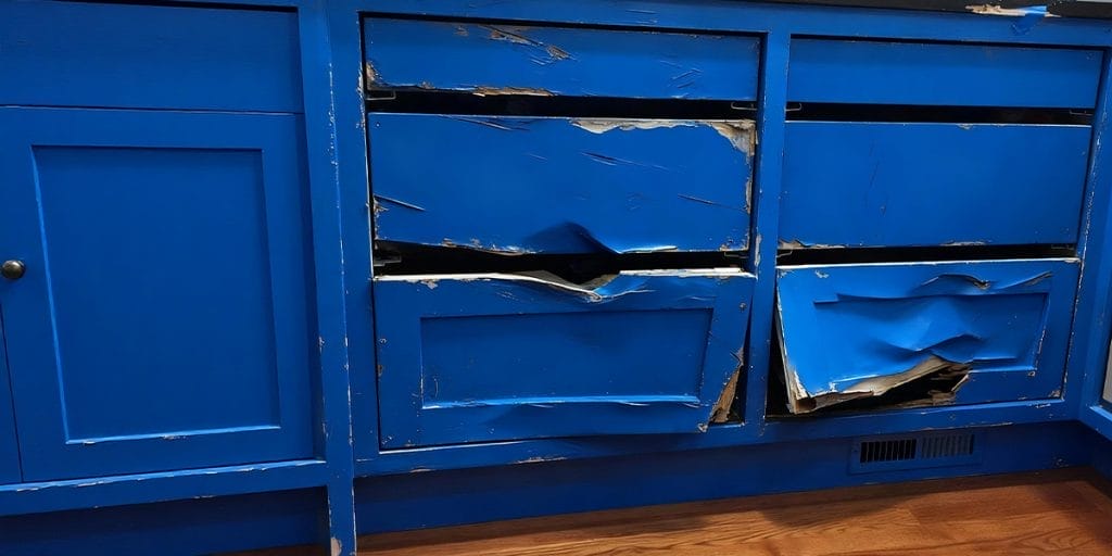 Cabinet - broken blue shaker drawers broken blue shaker drawers