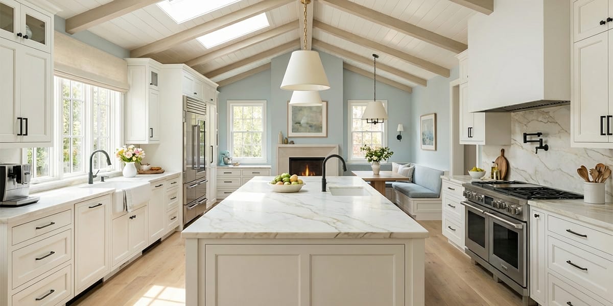 Luxury White Kitchen with Elegant Cabinetry and Modern Design