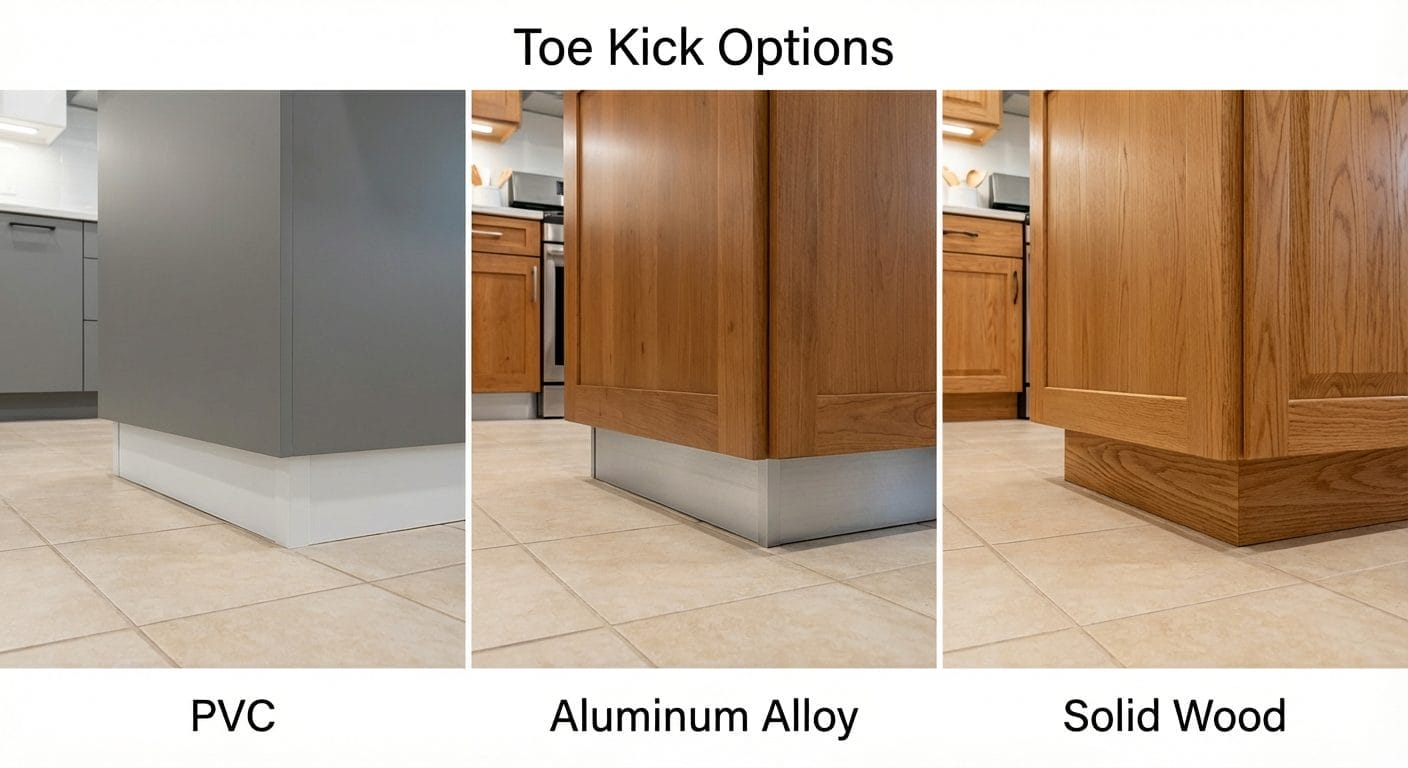 toe kick option：PVC, aluminum alloy, and solid wood