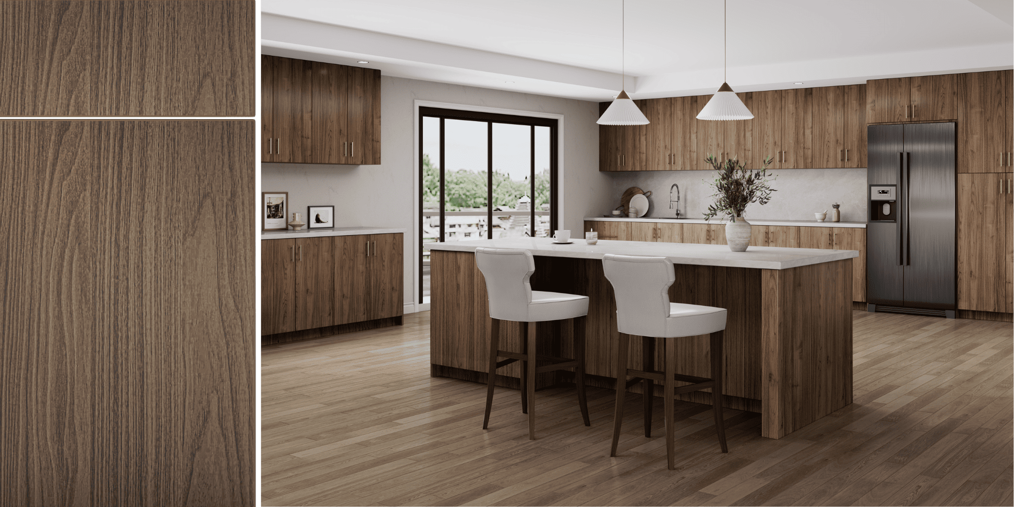Euro Sumptuous Walnut Kitchen Cabinet