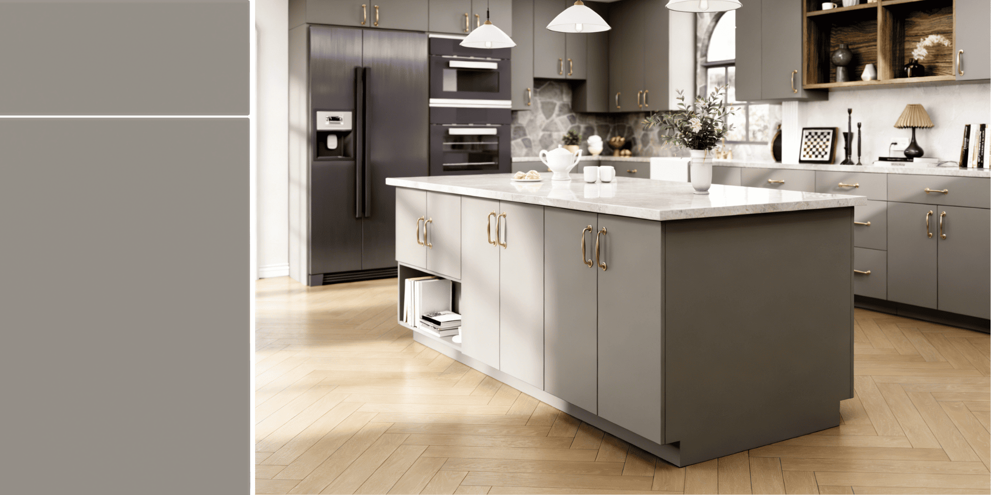 Euro Velour Matte Grey Cabinet