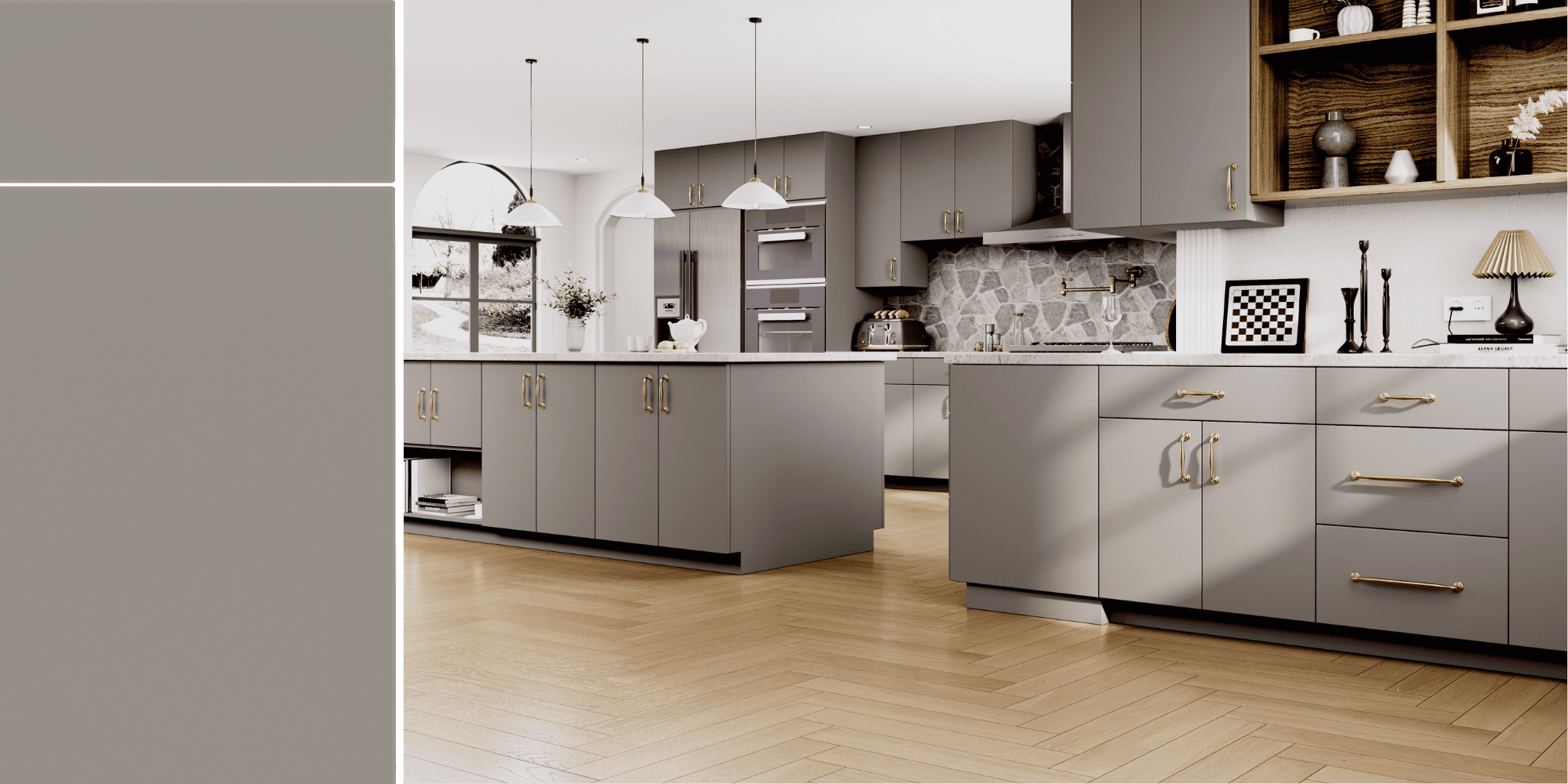 Euro Velour Matte Grey Cabinets