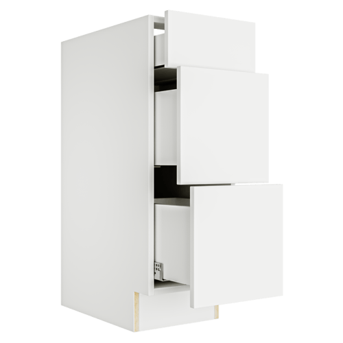 Matte White Vanity 3 Drawers Base Cabinet 3VDB12