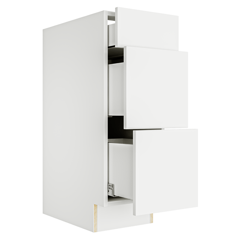Matte White Vanity 3 Drawers Base Cabinet 3VDB12
