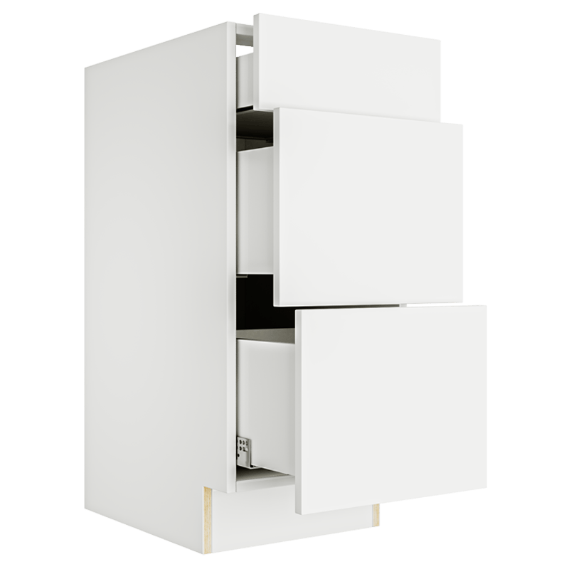 Matte White Vanity 3 Drawers Base Cabinet 3VDB15