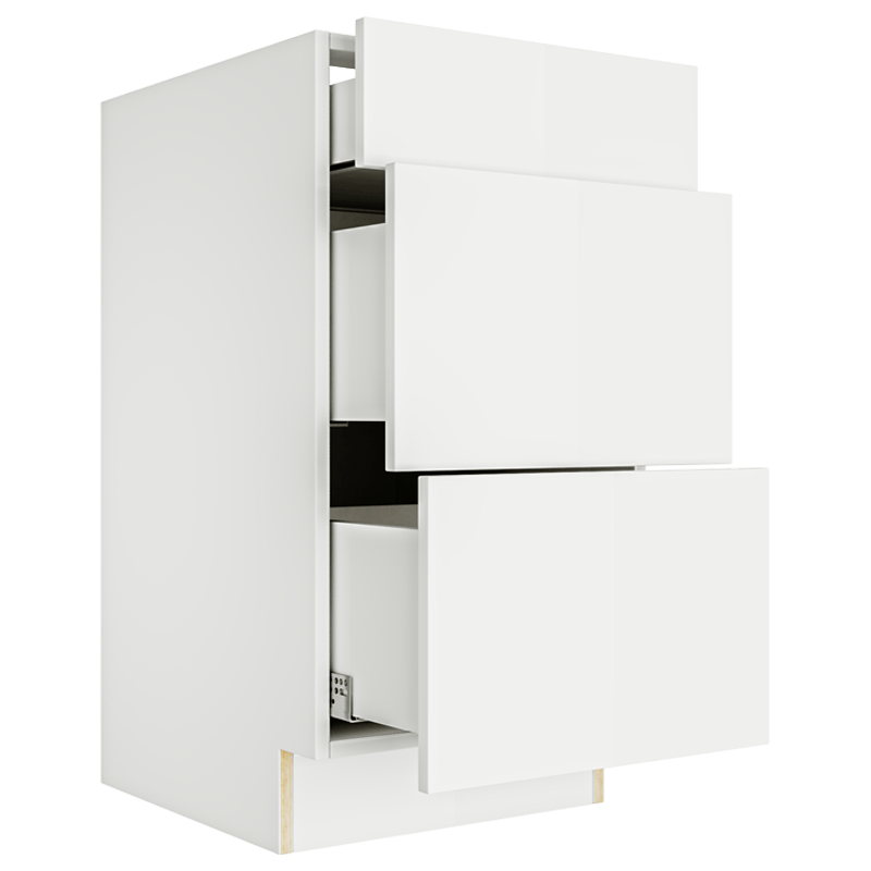 Matte White Vanity 3 Drawers Base Cabinet 3VDB18