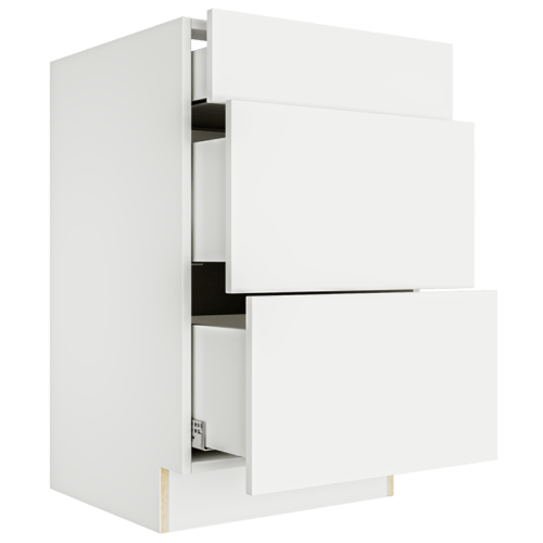 Matte White Vanity 3 Drawers Base Cabinet 3VDB21