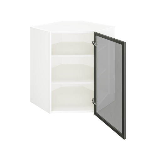 Matte White Wall Diagonal Cabinet with Glass door WDC2430GD