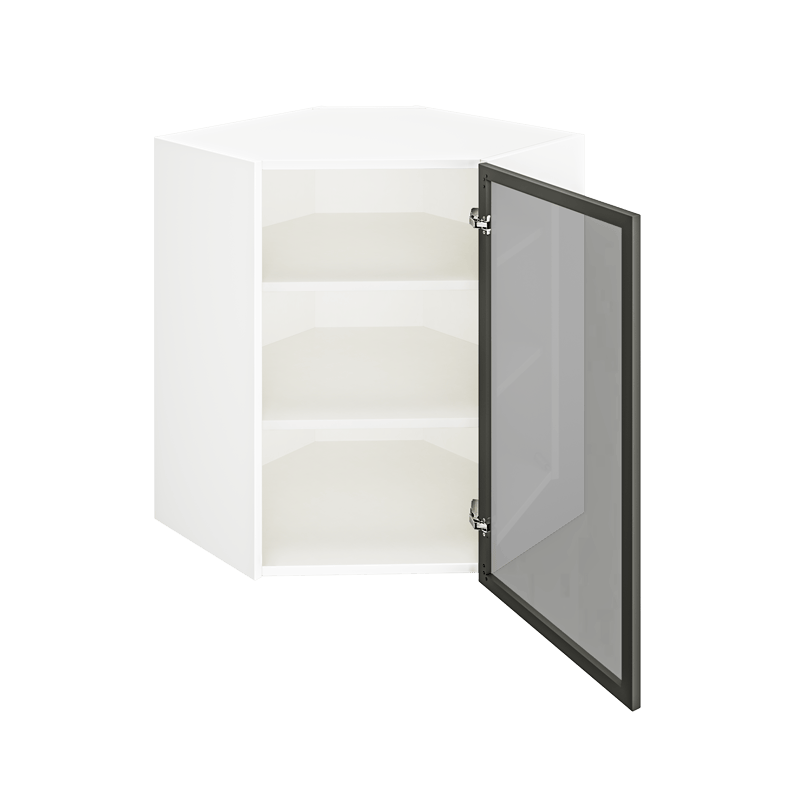 Matte White Wall Diagonal Cabinet with Glass door WDC2430GD