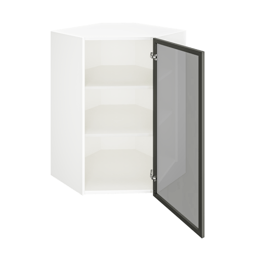 Matte White Wall Diagonal Cabinet with Glass door WDC2436GD