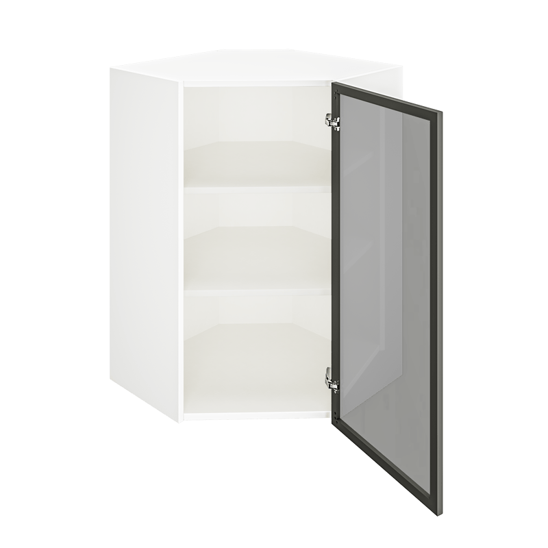 Matte White Wall Diagonal Cabinet with Glass door WDC2436GD