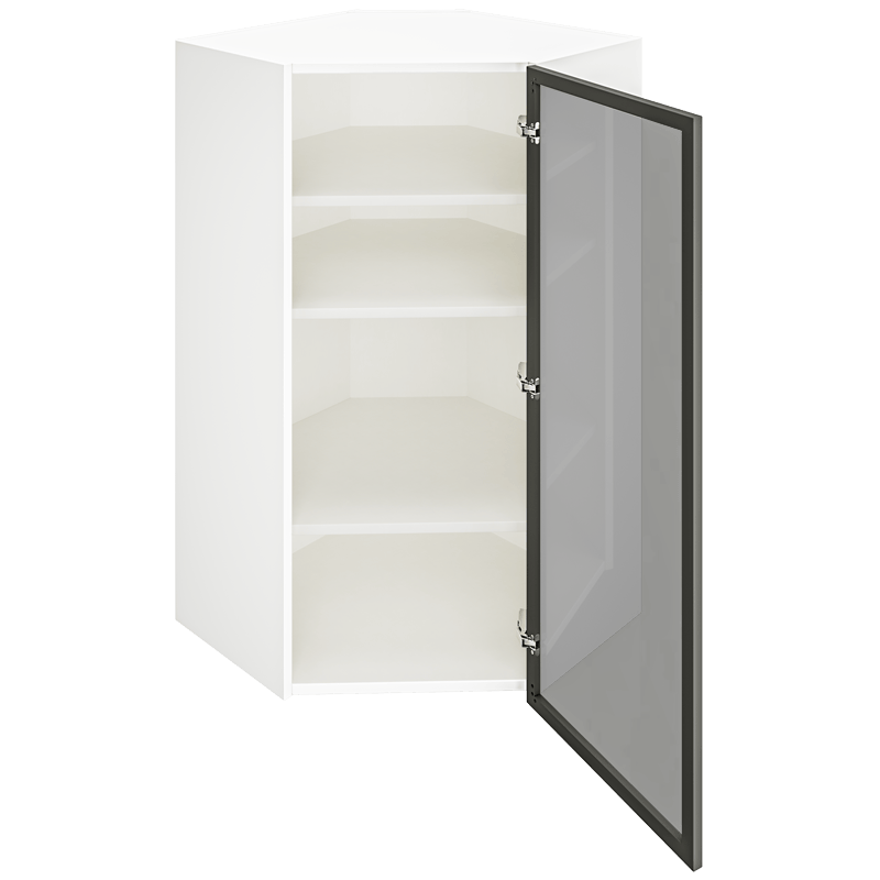 Matte White Wall Diagonal Cabinet with Glass door WDC2442GD