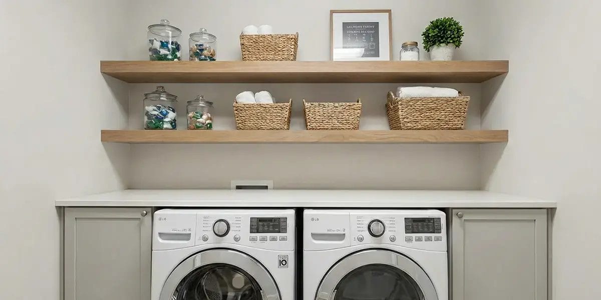 Cabinet - stylish laundry open shelving stylish laundry open shelving