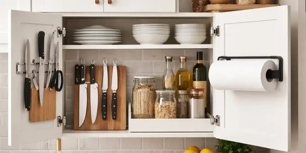 Cabinet - Cabinet door storage without wall damage Cabinet door storage without wall damage