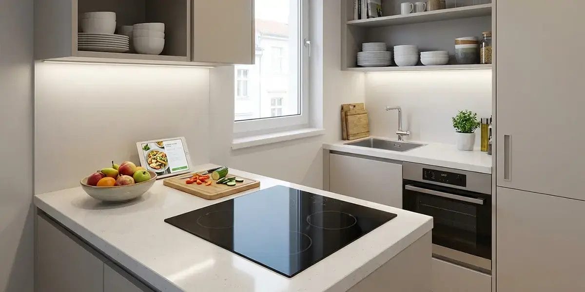 Multi-functional Countertop: Built-in Induction Cooktop Small Kitchen