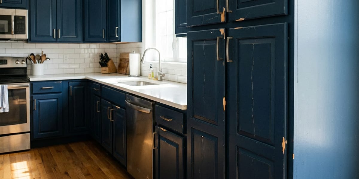 Modern Kitchen with Slight Cabinet Surface Peeling