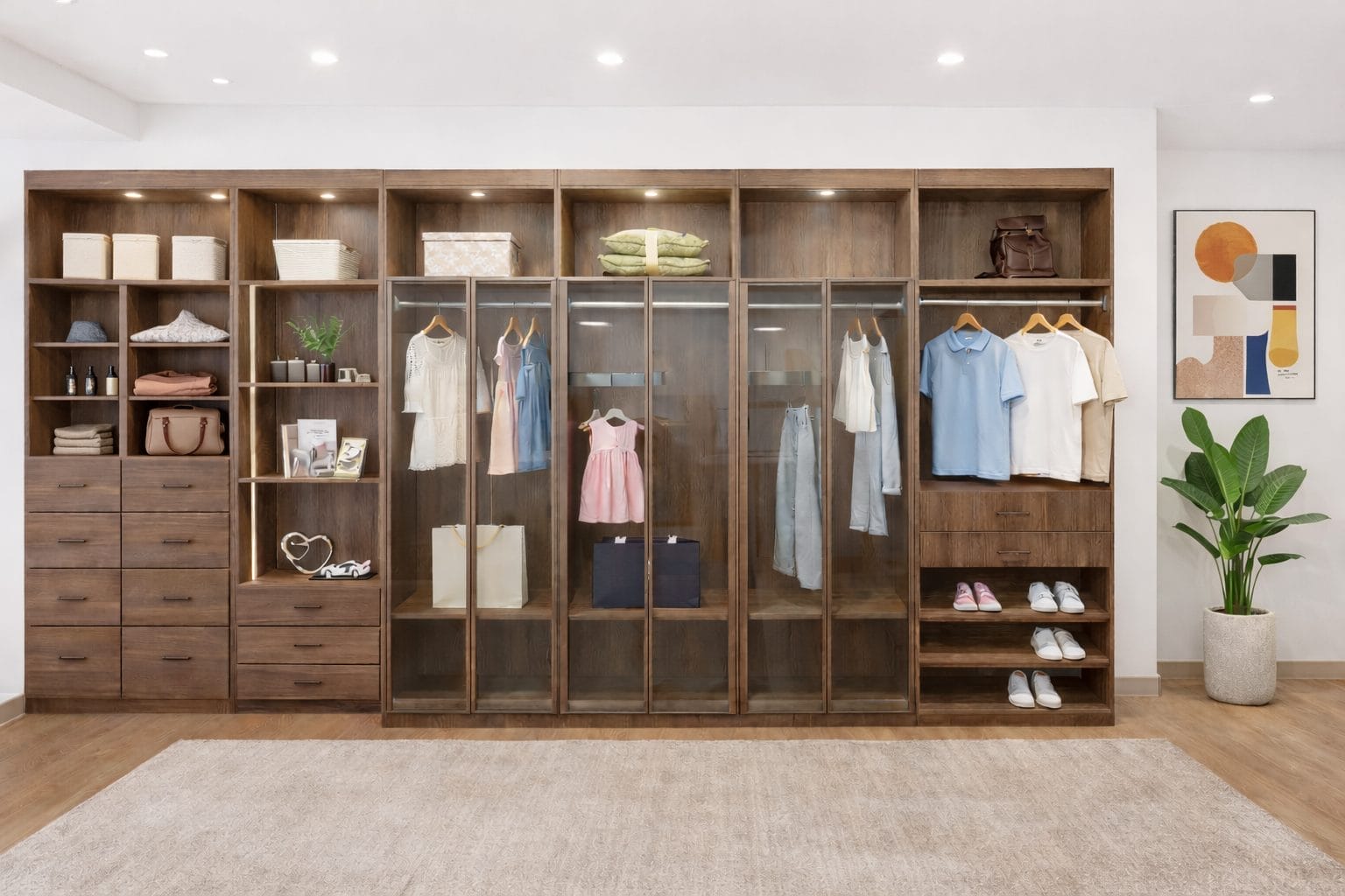 Walnut Slab Closets