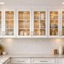 glass cabinet bright modern kitchen