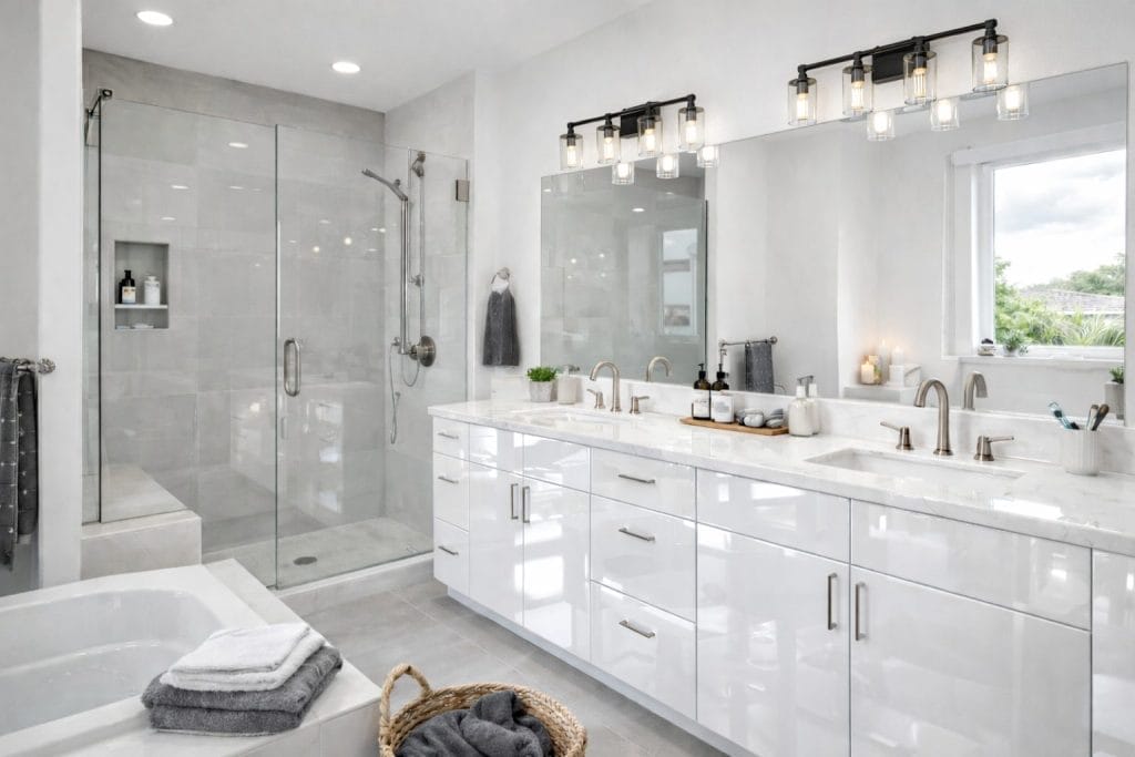 Euro Luminous Glossy White Bathroom Vanities