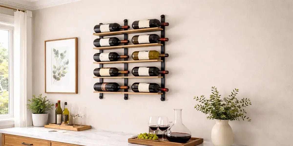 Elegant Wall Mounted Wine Rack in a Luxury Interior