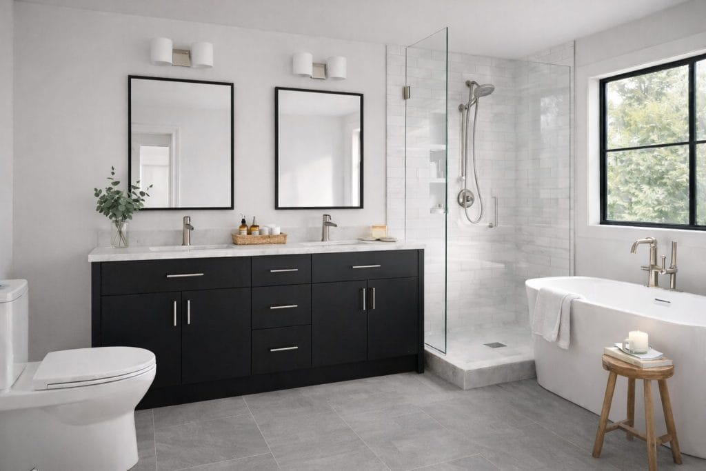Euro Shadowy Matte Black Bathroom Vanities