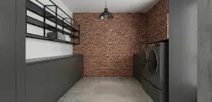 minimalist industrial laundry room