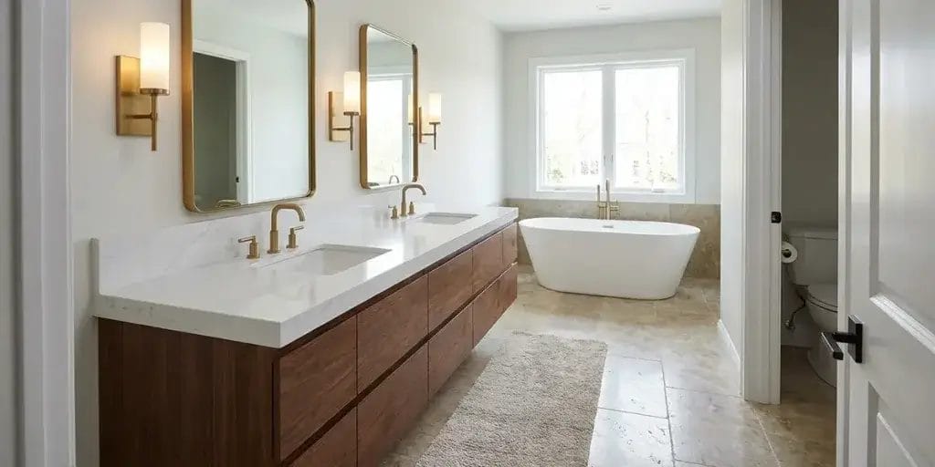 Modern American-Style Brass Accented Bathroom2
