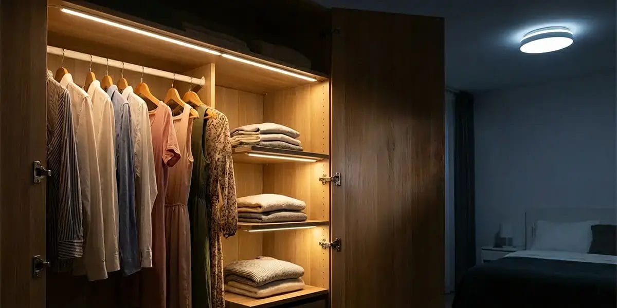 wardrobe with interior lighting
