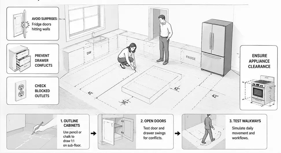 Cabinet - 1 1 floor projection method 1:1 kitchen floor layout planning before demolition