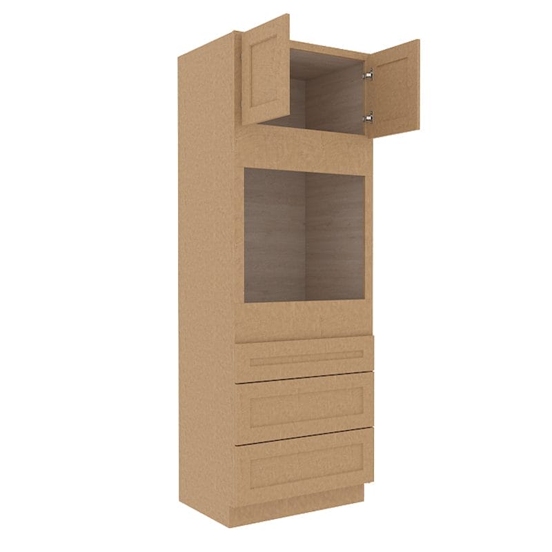 Noble Honey Wheat Shaker Tall Oven Cabinet--Two Ovens