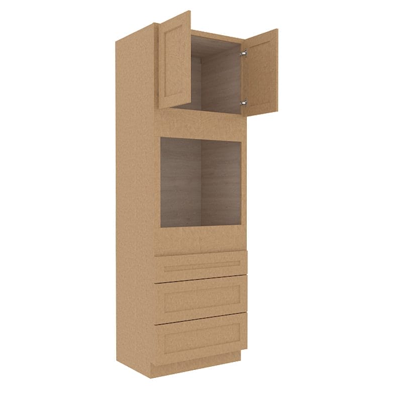 Noble Honey Wheat Shaker Tall Oven Cabinet--Two Ovens